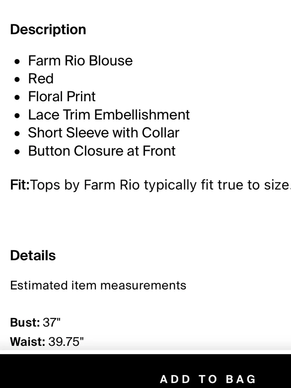 FARM RIO by Anthropologie Red Floral Puff-Sleeve Blouse